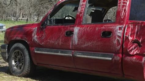 Red pickup truck flips over in Texas tornado - KXAN Austin