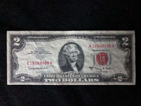 Red seal $2 bills. 8. 1928G $2 Legal Tender. Example Rarity. Type Note, signatures Julian - Snyder with Red seal. Important: Star serial number. Comment: Common note by collecting standards. Notes in About Uncirculated condition value around $175 1. Other $2 Bills. No Obligations Offers and Appraisals. Please submit a good photo or scan. 