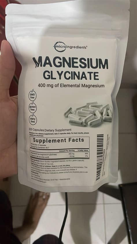 The dose of magnesium glycinate required to achieve the RDA of e