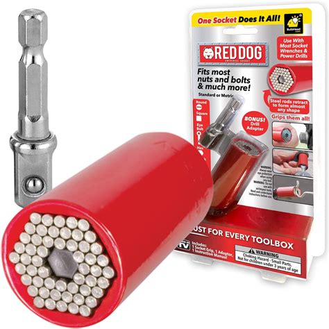 Red Dog Socket w/Bonus Drill Adapter, Fits Mos