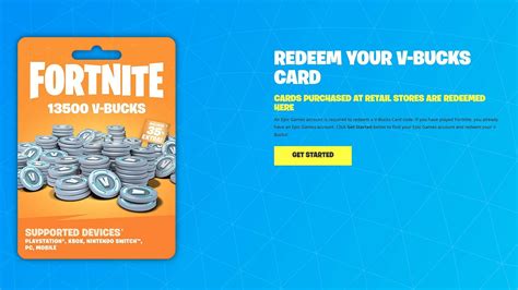 Go to your account name at the top right corner and click on V- Bucks card from the drop-down menu. Then, click Get Started and enter the pin code under the scratch area on the back of the card. Remember, your pin code can only be redeemed on this website. Click on Next and select the platform you need to use, the V-Bucks.. Redeeming fortnite gift cards