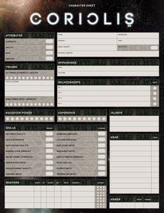 Redesigned Character Sheet CoriolisRPG