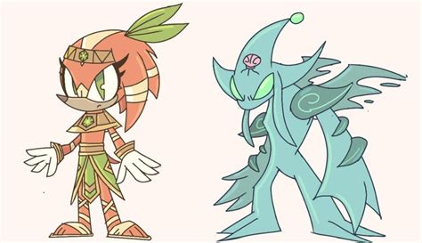 Redesigning Sonic characters day 9: Tikal and Chaos 0!