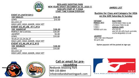 Redlands New Years ATA Shoot Program Trapshooters Forum