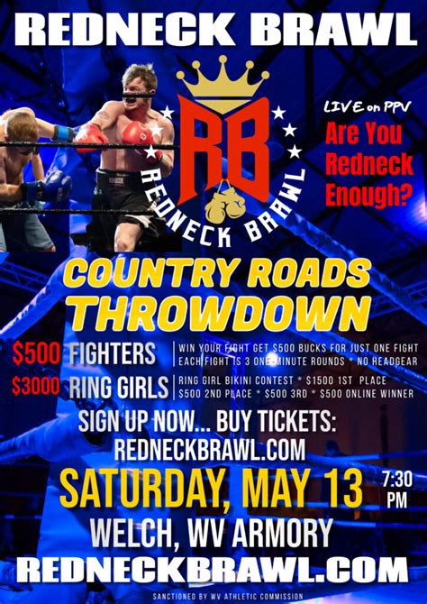 Redneck brawl ppv. KY WILDCARD (123 lbs.) to scrap with WV HOT WHEELS (110 lbs.) Sat. May 13 in Welch, WV... LIVE on PPV Who will win this one? Buy Tickets:... 