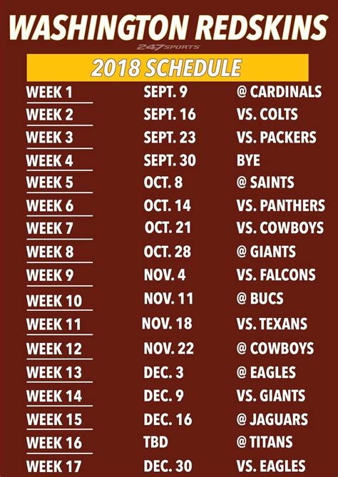 Redskins 2023 Schedule