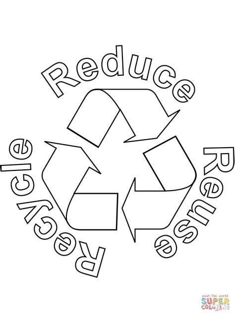 Reduce Reuse Recycle Coloring Page