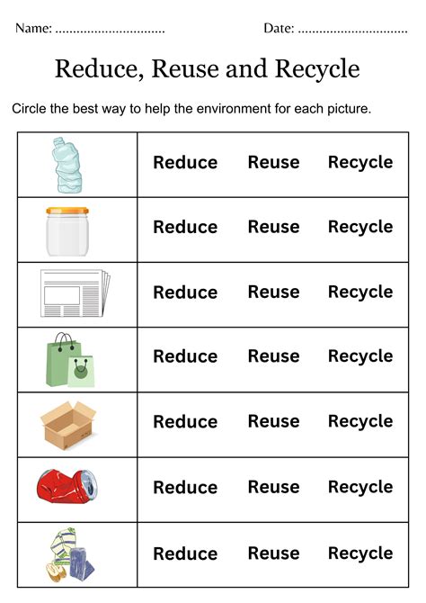 Reduce Reuse Recycle Worksheet Zip Worksheet