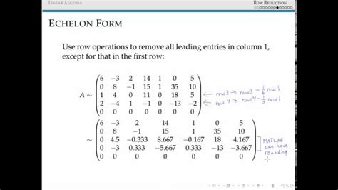 Reduced Echelon Forms of Matrices YouTube