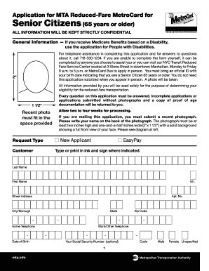 The MTA Reduced Fare Application is an application form that eligible individuals must complete to apply for the program. The application requires personal information, proof of eligibility, and supporting documentation, and once approved, the applicant receives a Reduced Fare MetroCard to access reduced fares on MTA services such as buses and …. 