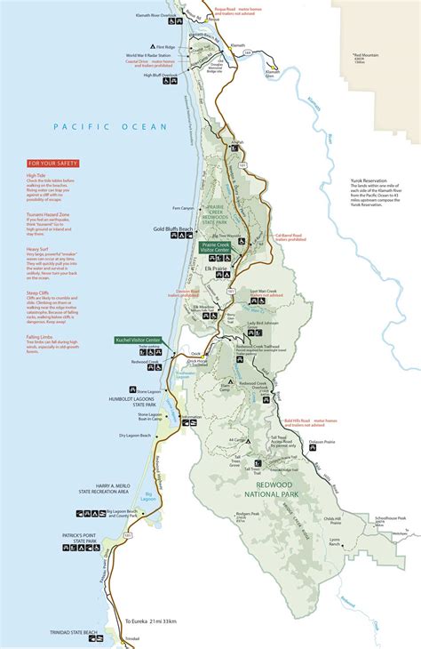 Redwoods national park map. 