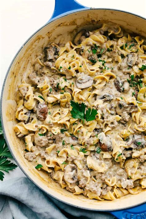Ree drummond beef stroganoff. Pour in enough broth to just cover the meat and bring to a simmer. Cover and place in the oven. Cook until the beef is tender, 1 1/2 to 2 hours. Step. 5 Meanwhile in a large skillet, melt 2 tablespoons of reserved cooking fat over medium heat. Add the mushrooms in one layer and cook, without moving, until golden, about 5 minutes. 