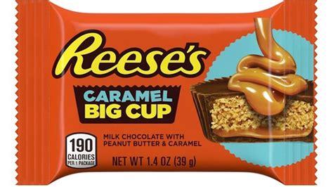 Reese's caramel big cup. "The Reese's brand is adding a gooey layer of caramel to the already perfect peanut butter cup in a Big Cup format for the first time ever." The Reese's Carmel Big Cup is giving candy fans what ... 