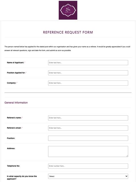 Reference Request Form Template Go Paperless with iPEGS Ltd