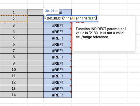 Reference another sheet in a formula using INDIRECT but it does not