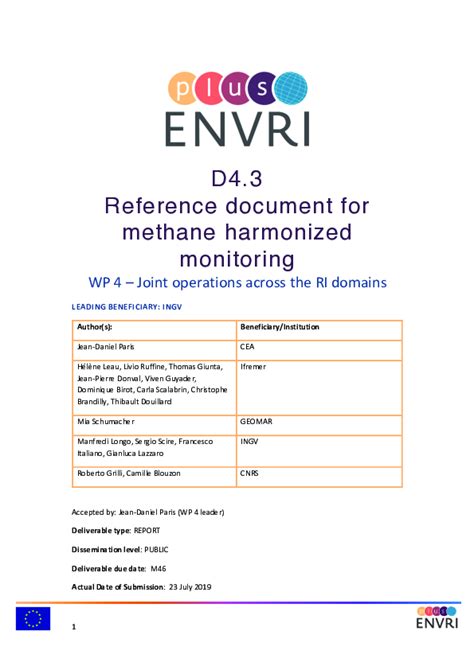 Reference document for methane harmonized monitoring