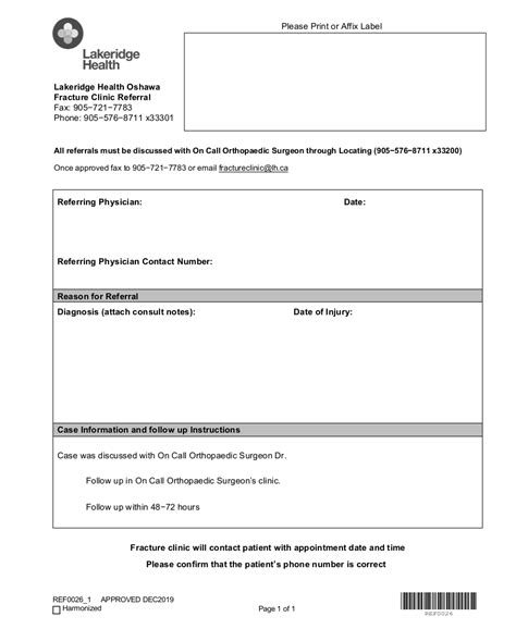 Referrals to Oshawa Orthopaedic Fracture Clinic