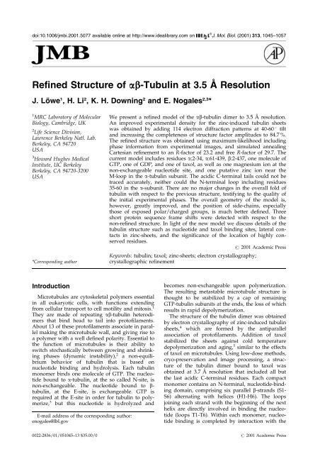 Refined Structure of (alpha)(beta)-Tubulin at 3.5 A Resolution