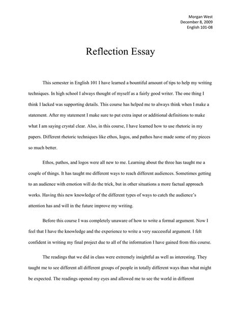 Reflection Paper English Class