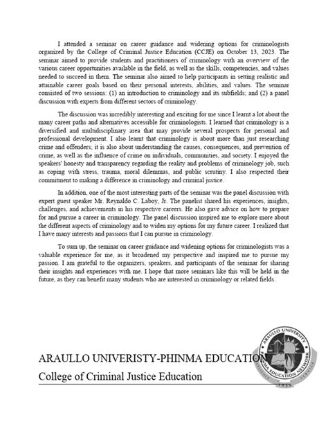 Reflection paper about criminal justice system. LoadFile() I have manage...