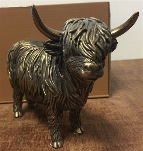 Reflections Bronze Colour Highland Cow & Calf Statue Ornament …