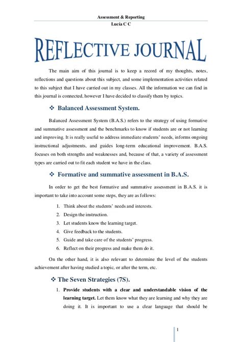 Reflective Journal Example Apa Format