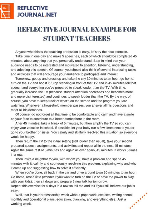 Reflective journal example for student teachers that can teach you new