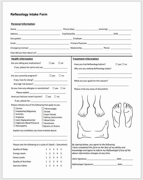Reflexology Client Consultation Form