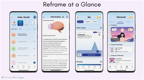 The #1 App For Drinking Less. Reframe is developed by experts and backed by neuroscience. Our judgment-free program empowers you to take control of your relationship with alcohol and encourages you to use that momentum to improve other areas of your life. Get started with our 7-day free trial and see where Reframe can help you go! Start for free.. 