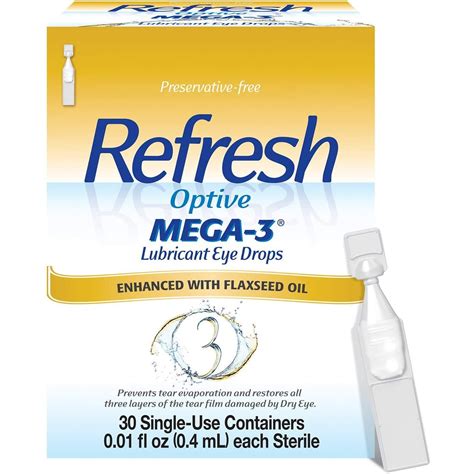 Refresh omega 3 eye drops coupon. Refresh Optive Mega-3 Lubricant Eye Drops, Preservative-Free, 0.01 Fl Oz Single-Use Containers, 60 Count. 60 Count (Pack of 1) 4.7 out of 5 stars 18,055. ... $1.74 coupon applied at checkout $1.74 off coupon Details. FREE delivery Tue, Oct 10 on $35 of items shipped by Amazon. Or fastest delivery Mon, Oct 9 . 