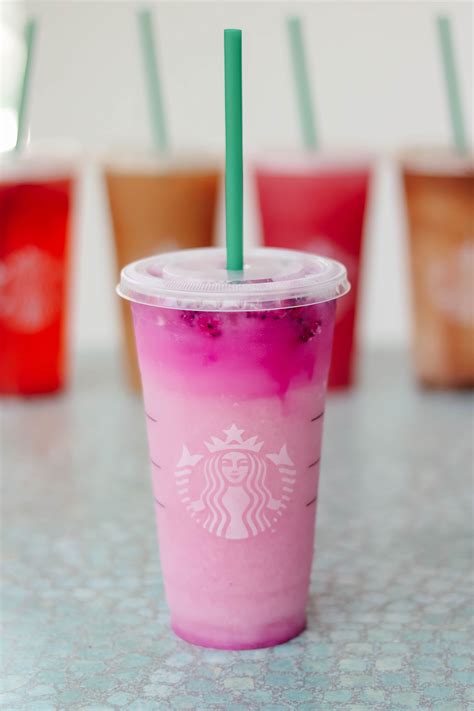 Refresher drinks. Ombre Drink. Starbucks Refreshers are bursting with color and ombre drinks are even more vibrant! Go for something like a layered lemonade or try a firecracker ombre drink, which has a base of mango dragonfruit … 