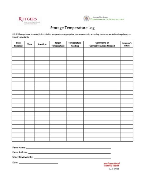 Refrigerator Temperature Log Template Excel Form Fill Out and Sign