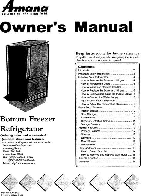 Refrigerator User Amana Manual