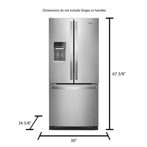 Refrigerator height 67. Model #:. WRB119WFBW ; Dimensions. Width: 29 3/4. Height: 67. Depth: 33 3/8 ; Color. White ; Also Comes In. Model #:. WRB119WFBM. Stainless Steel. $1,699.00. Model ... 