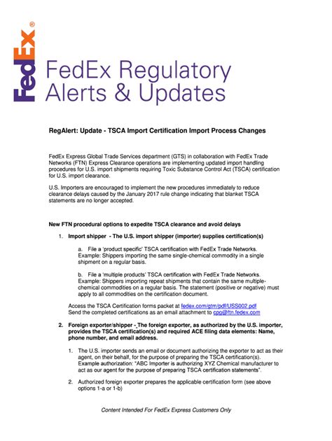 RegAlert: Update - TSCA Import Certification Import Process …