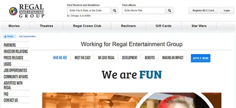 PT Team Lead - Regal Cinemas Fox. $19.50/hour plus Free Movies!! Regal Cinemas, Inc. Ashburn, VA 20148. Have completed or in the process of completing the team lead training. Upholding and administering all company policies. Possess good public speaking skills. Posted 30+ days ago ·. View similar jobs with this employer.. 