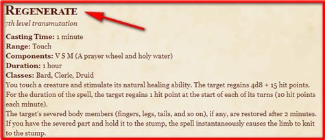The regenerate spell description states: For the duration of the spell, the target regains 1 hit point at the start of each of its turns (10 hit points each minute). Since regenerate restores hit points at the start of the creature's turn, this means you are using a spell to restore health each time at the start of the creature's turn so this .... 