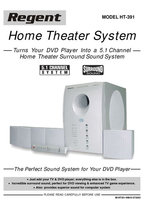 Regent Home Theater System Model Ht 391 Manual