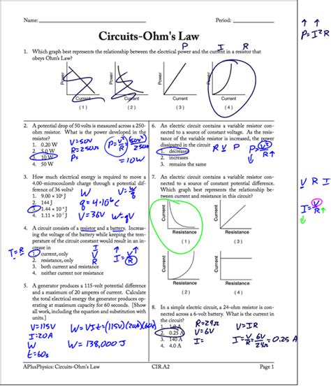Regents Physics Worksheet Answers