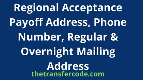 Regional acceptance payoff address. Regional Acceptance Corporation. Website. Get a D&B Hoovers Free Trial. Overview ... Address: 1424 E Fire Tower Rd Greenville, NC, 27858-4105 United States See other locations Phone: ? Website: www.bbt.com ... 