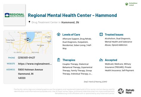 Regional mental health. Regional Mental Health Center is a Practice with 1 Location. Currently Regional Mental Health Center's 14 physicians cover 9 specialty areas of medicine. Mon 8:00 am - 9:00 pm 