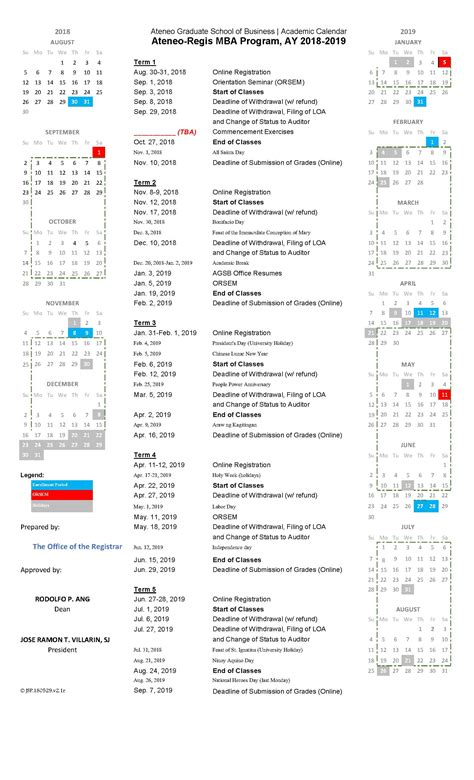 Regis Academic Calendar