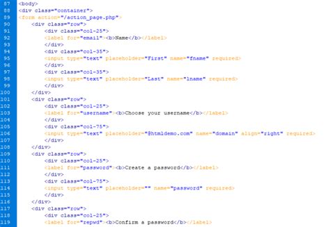 Registration Form Table In Html Elcho Table