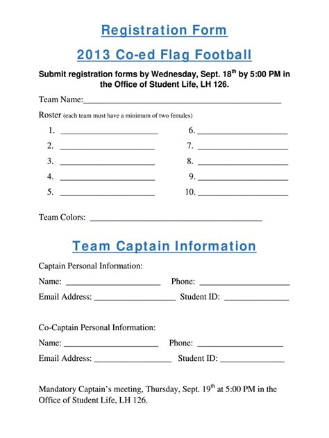 Registration Forms and Team Information northend