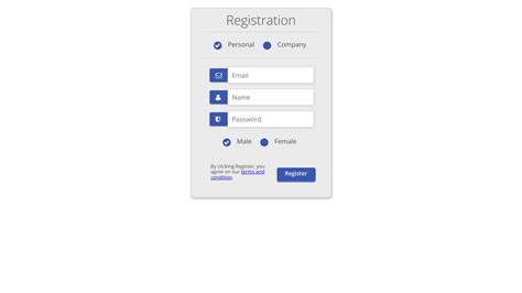 Registration form template codepen.  Author: bertdida (bertdida) Links: Source Code / Demo, ...