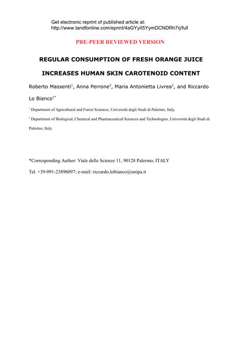 Regular consumption of fresh orange juice increases human skin ... - PubMed