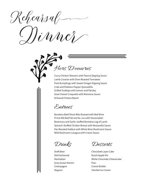 Rehearsal Dinner Menu Design Template by MustHaveMenus