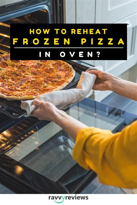 Reheat frozen pizza. When reheating frozen pizza in a convection oven, it is important to preheat the oven to 425°F (218°C). Once the oven is preheated, place the frozen pizza directly on the rack and bake for 12-15 minutes or until it is heated through and the cheese is melted. Tiffany McCauley. 