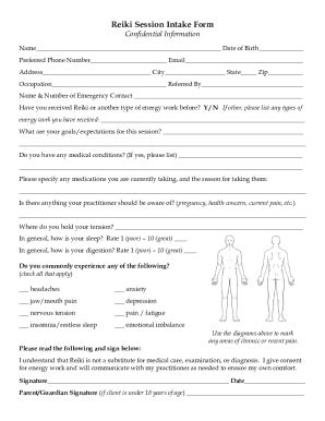 Reiki Intake Form Fill and Sign Printable Template Online US Legal Forms