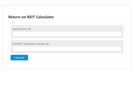 Reit return calculator. Things To Know About Reit return calculator. 
